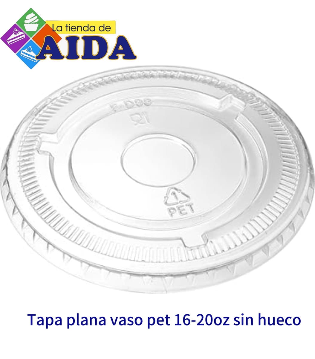 Tapa plana vaso pet 16-200z sin hueco