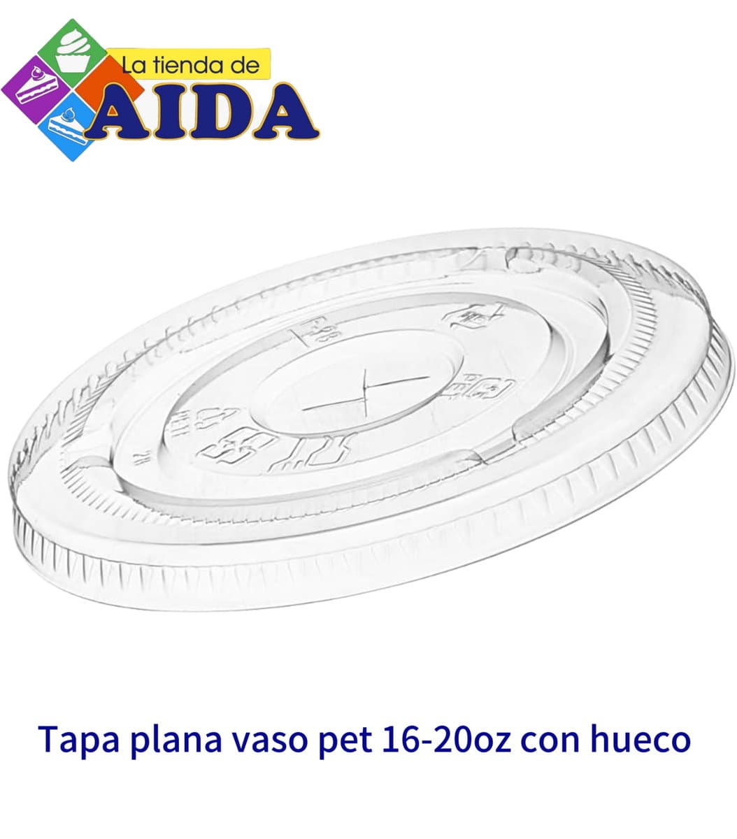 Tapa plana vaso pet 16-200z con hueco
