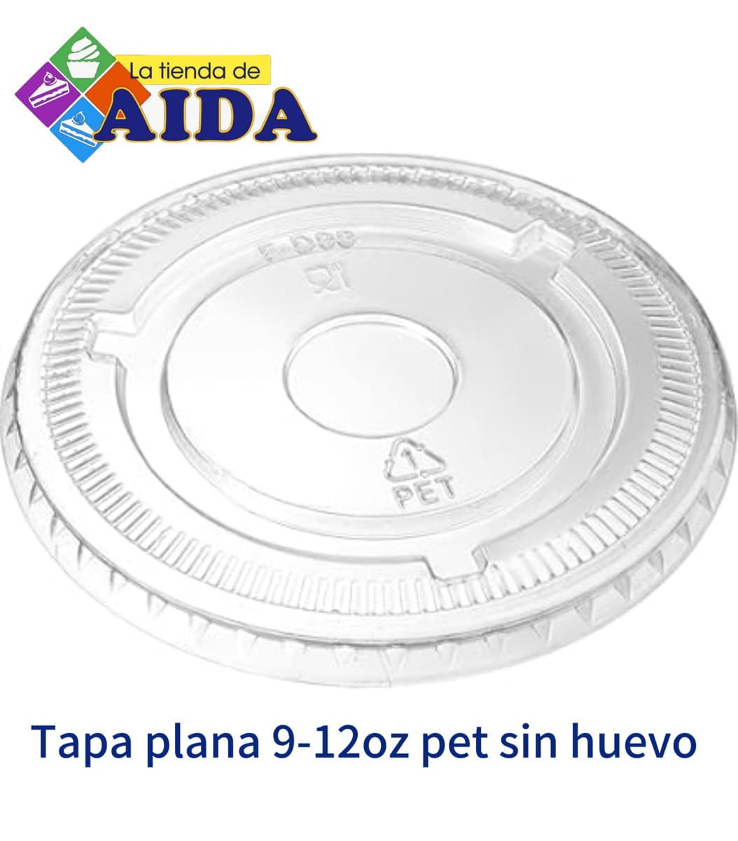 Tapa plana 9-12 oz PET sin hueco