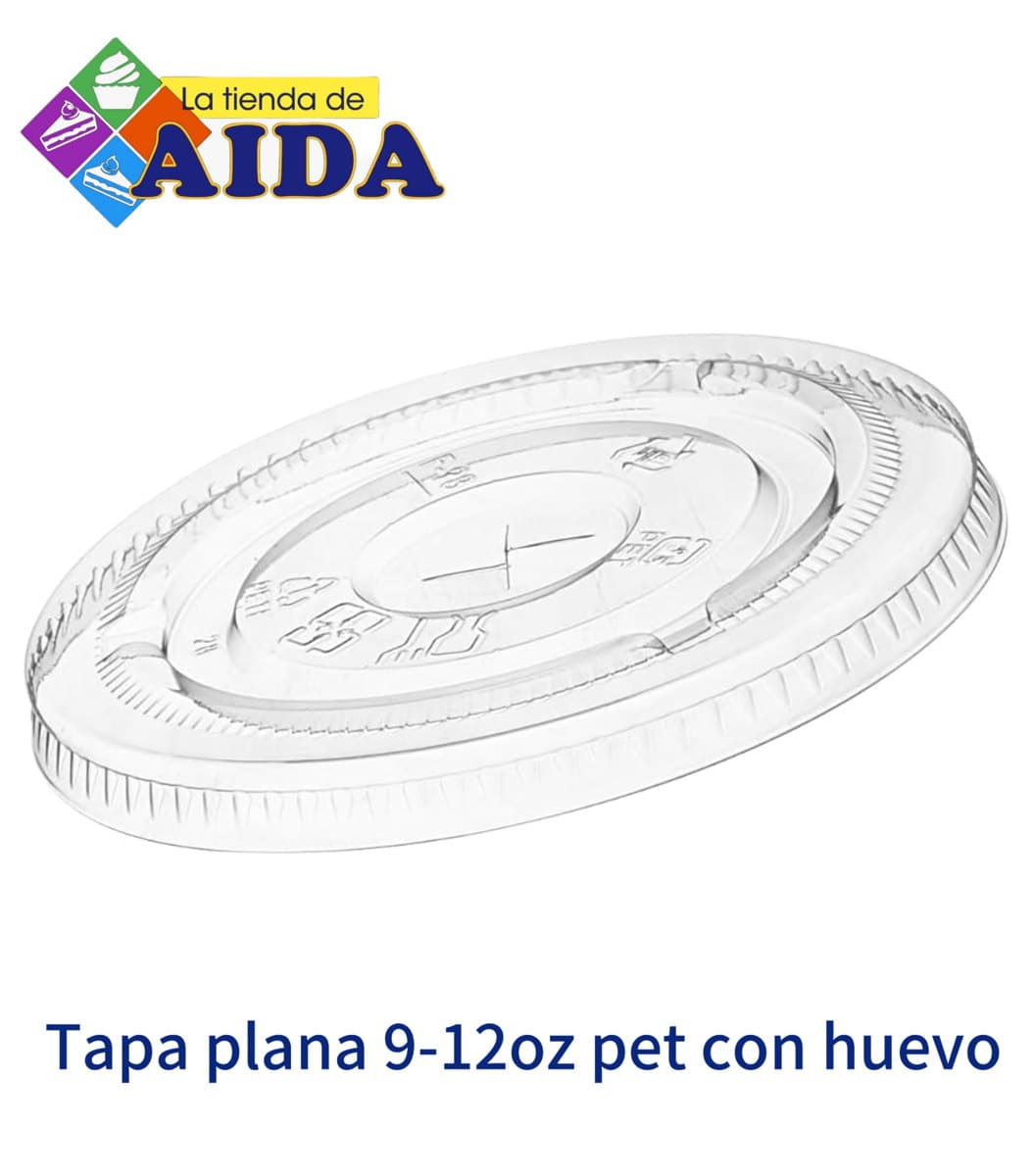 Tapa plana 9-12 oz PET con hueco