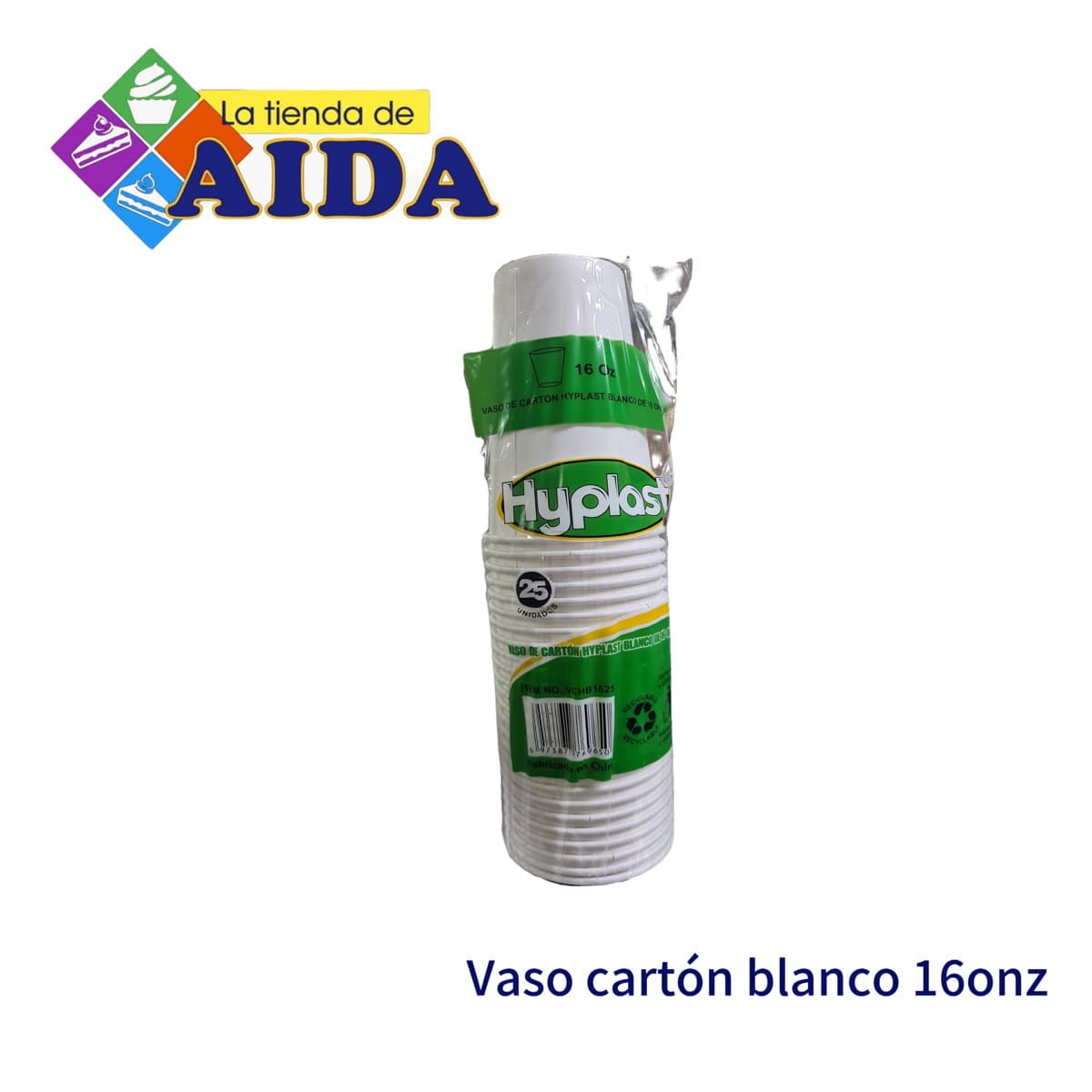 Vaso cartón blanco 16onz