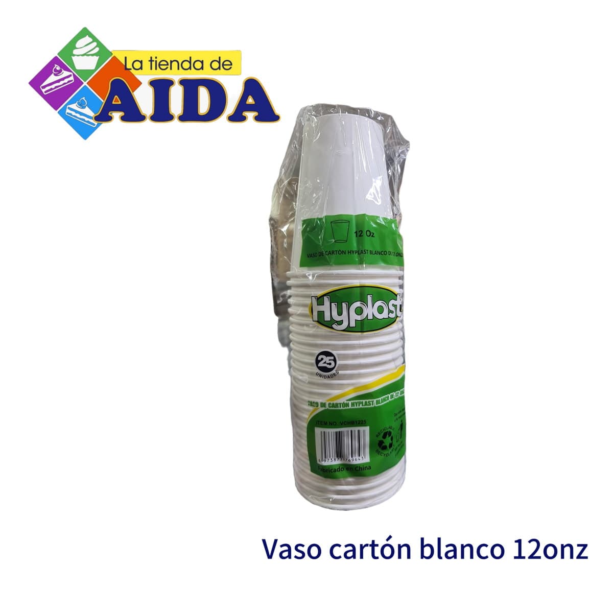 Vaso cartón blanco 12 onz