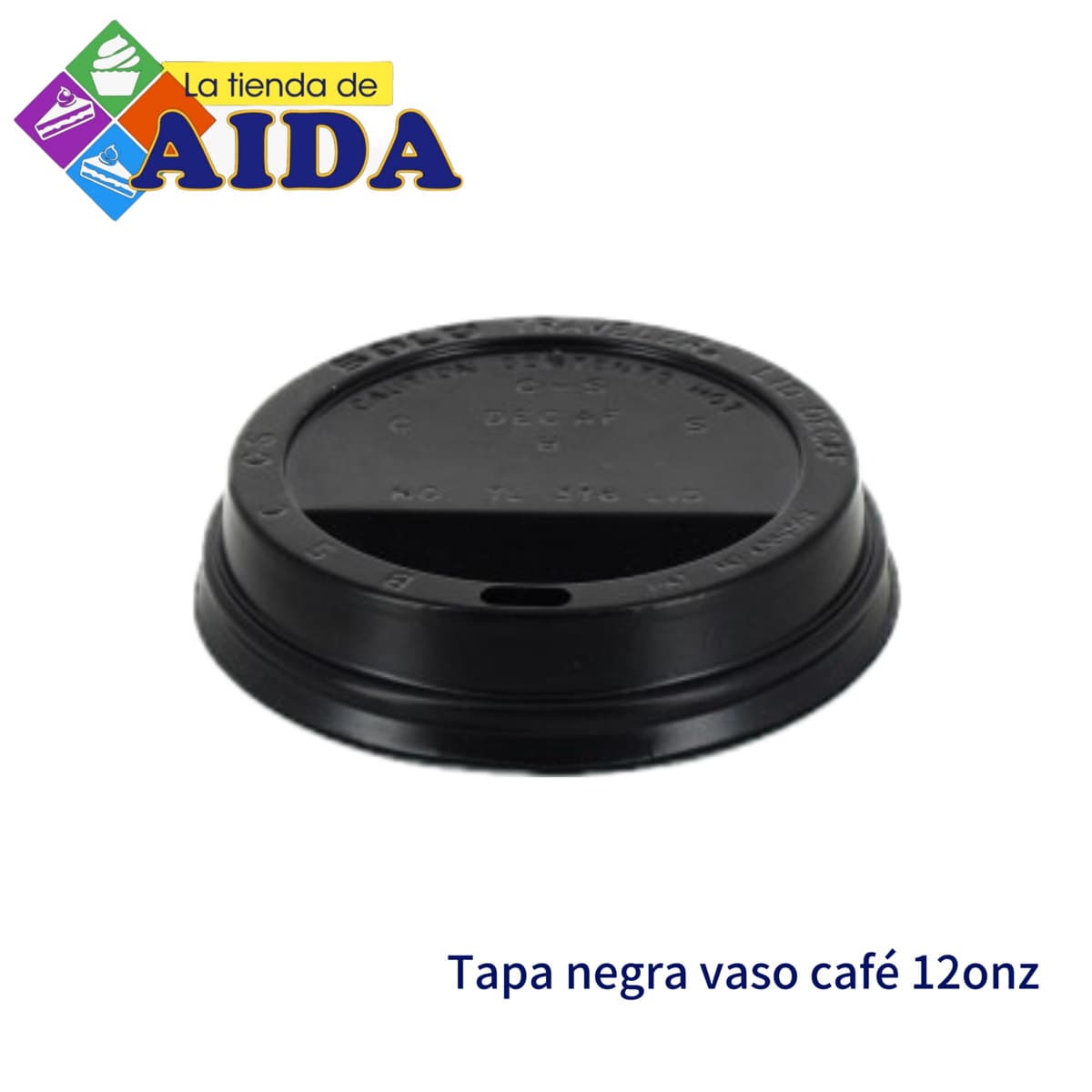 Tapa negra vaso café 12onz