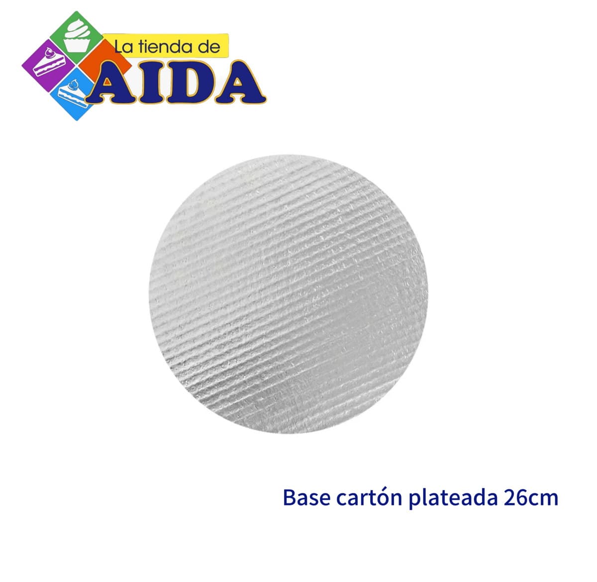 Base cartón plateada 26cm