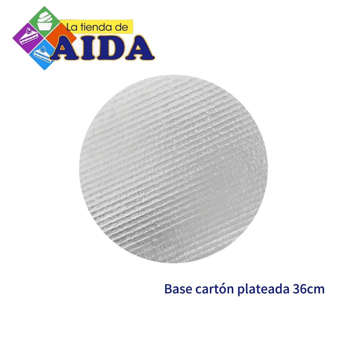 Base cartón plateada 36cm