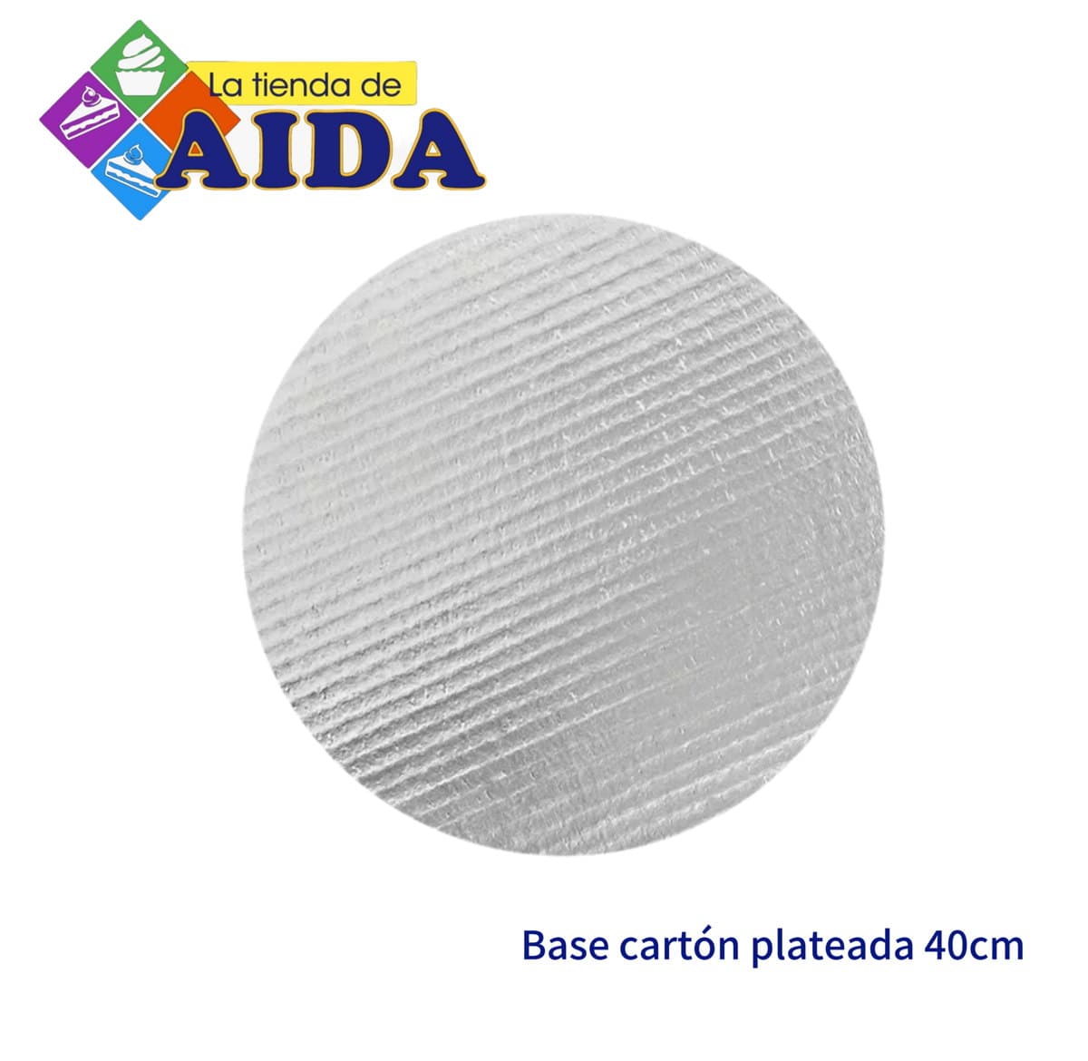 Base cartón plateada 40cm