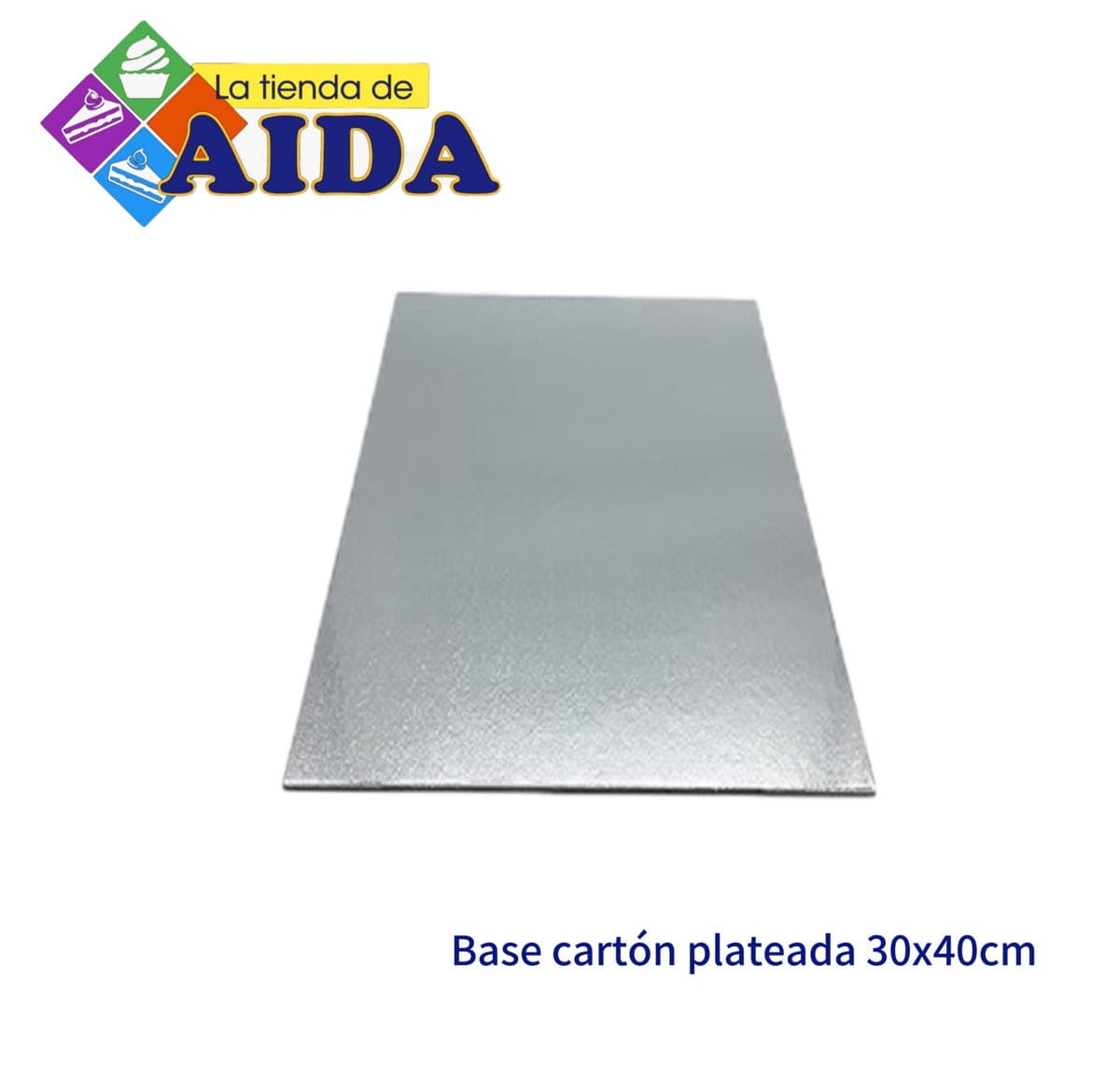 Base cartón plateada 30x40cm