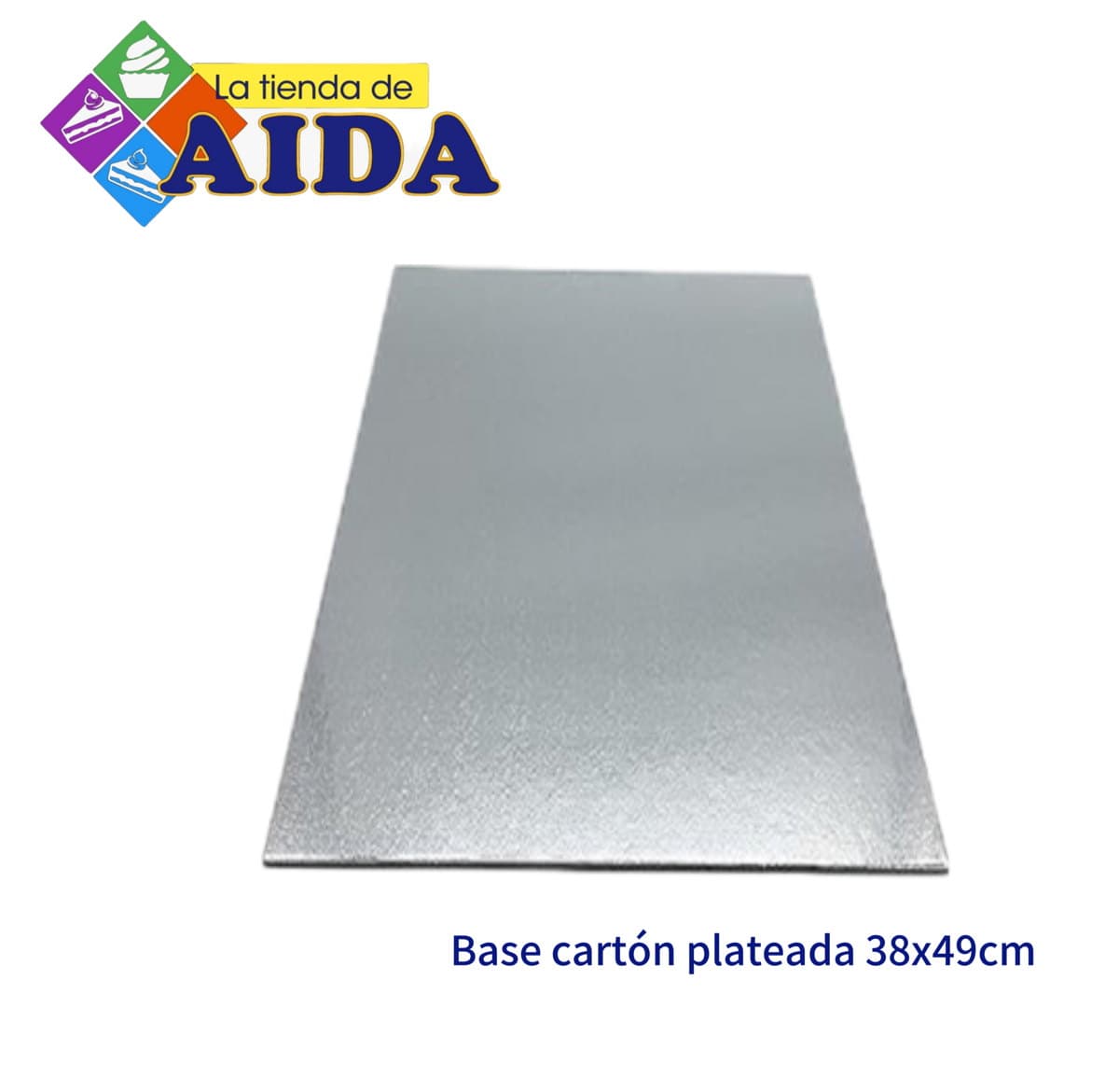 Base cartón plateada 38x49cm