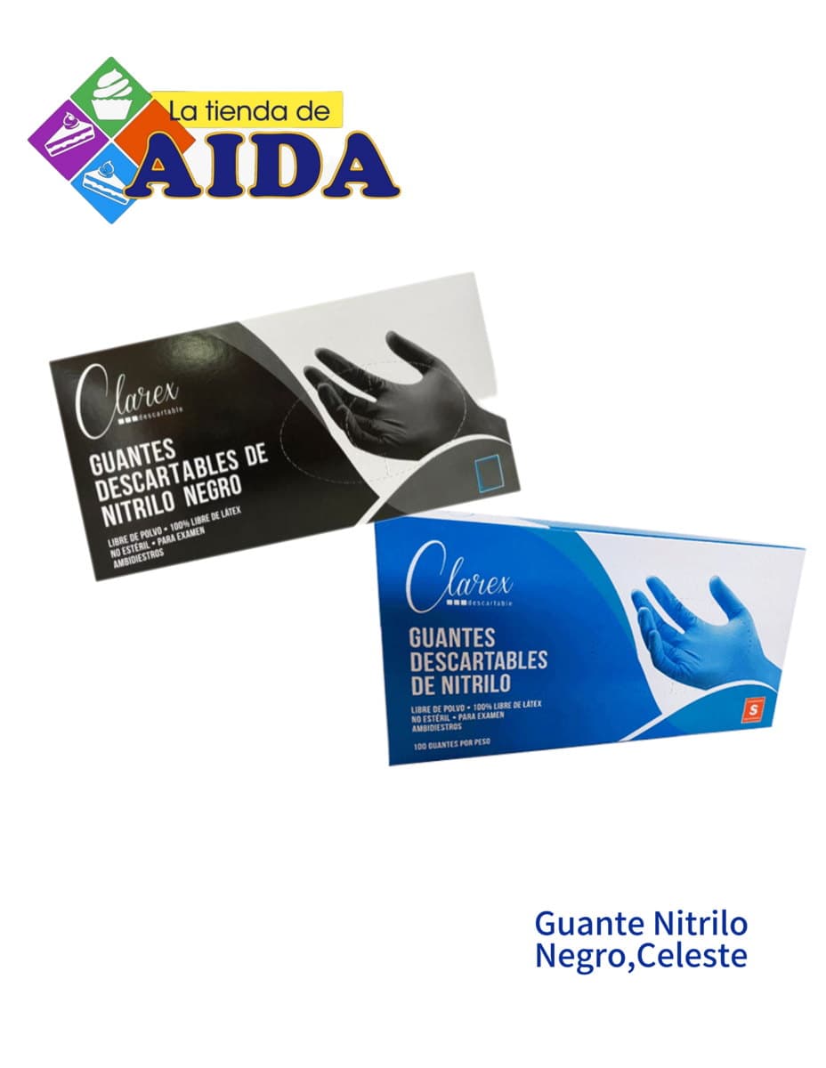 Guante Nitrilo Negro, Celeste (marca Clarex)