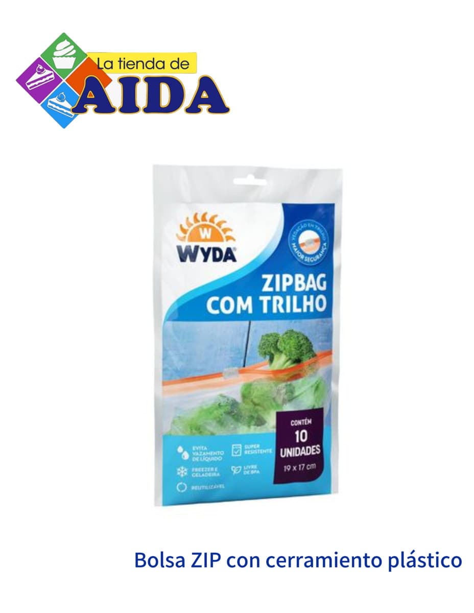 Bolsa ZIP con cerramiento plástico (marca WYDA, 19x17cm, 10 uds)