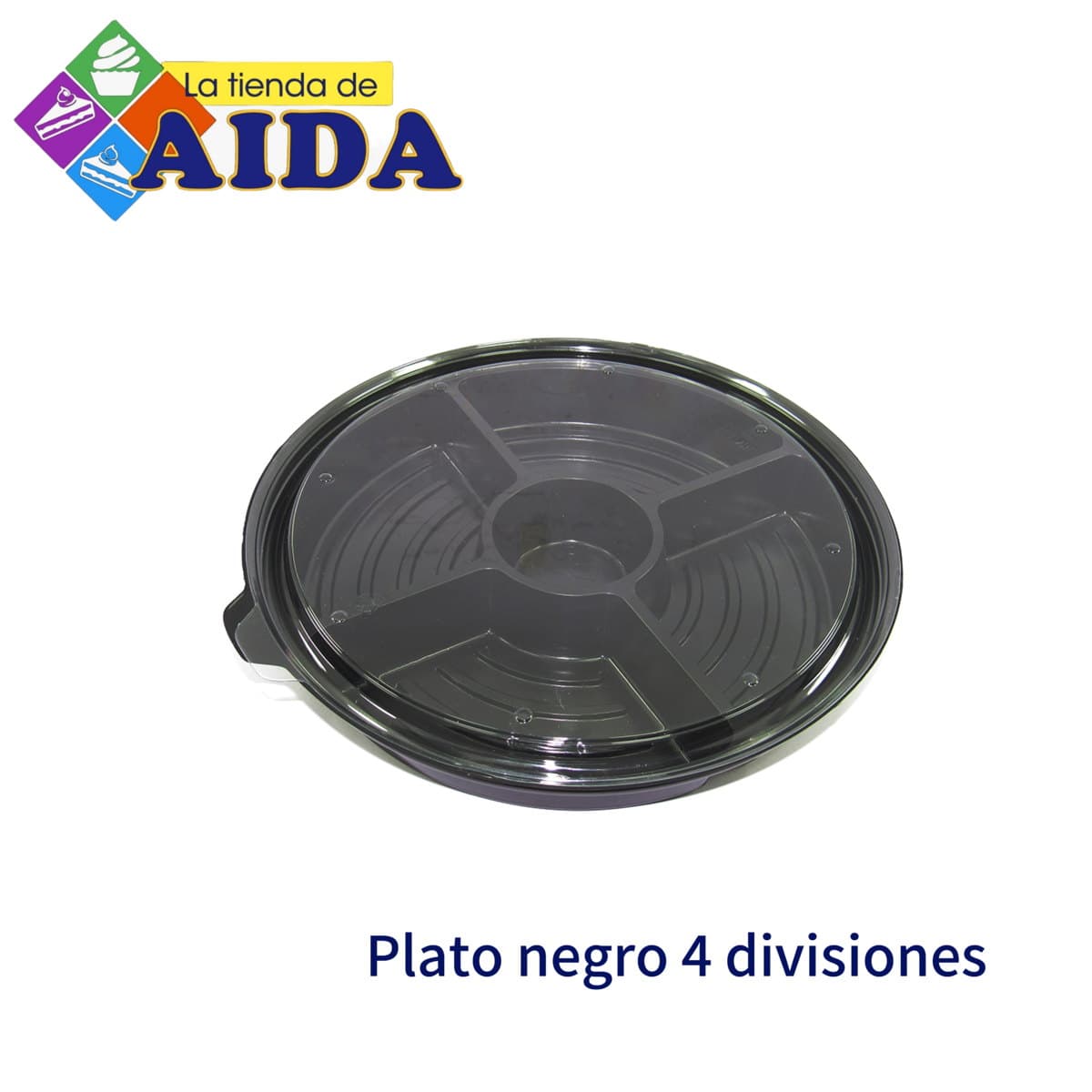 Plato negro 4 divisiones
