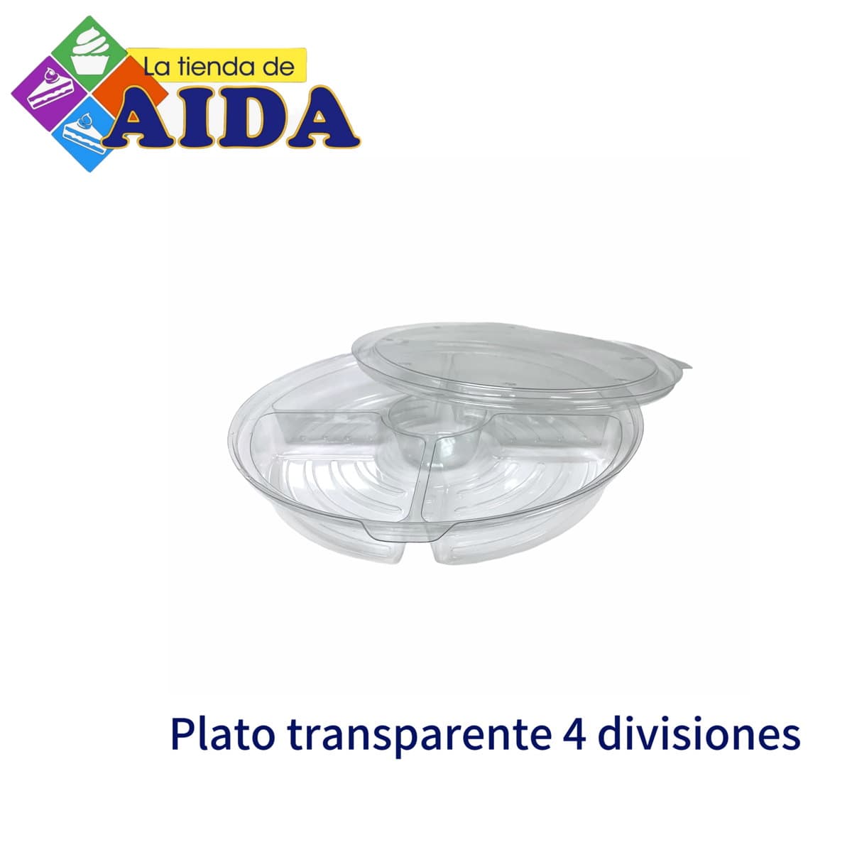 Plato transparente 4 divisiones