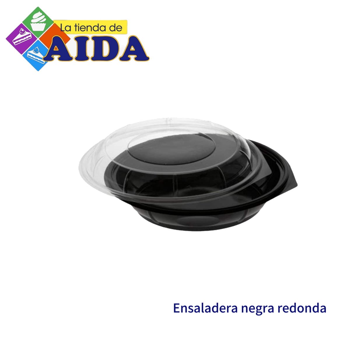 Ensaladera negra redonda