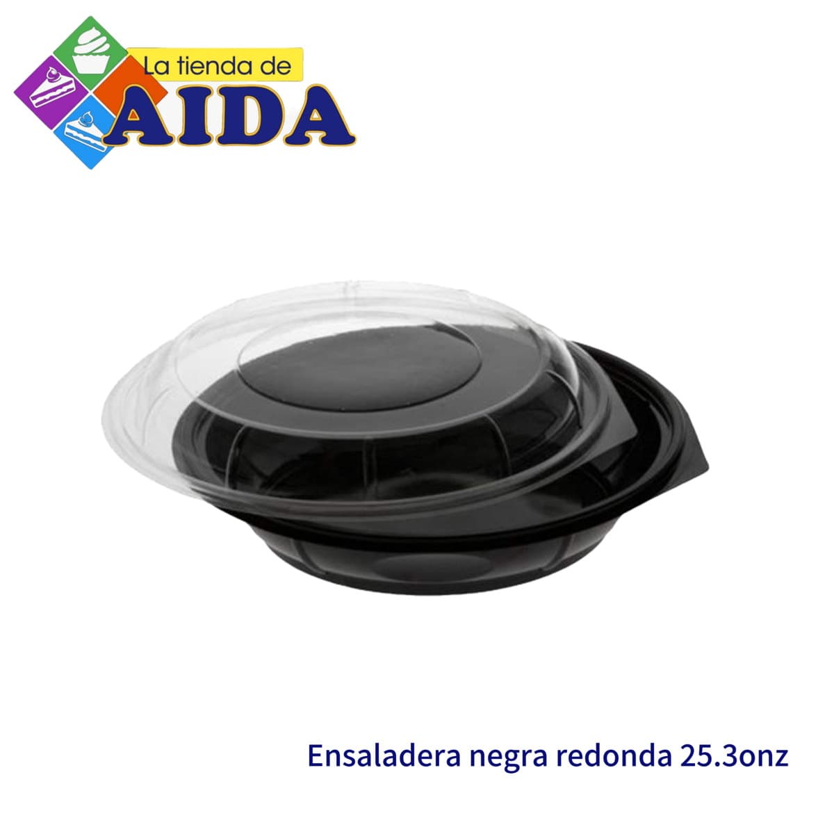 Ensaladera negra redonda 25.3onz