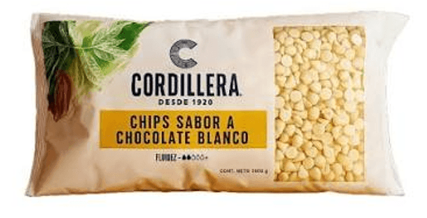 Chips sabor a chocolate blanco horneable Cordillera 1 kg